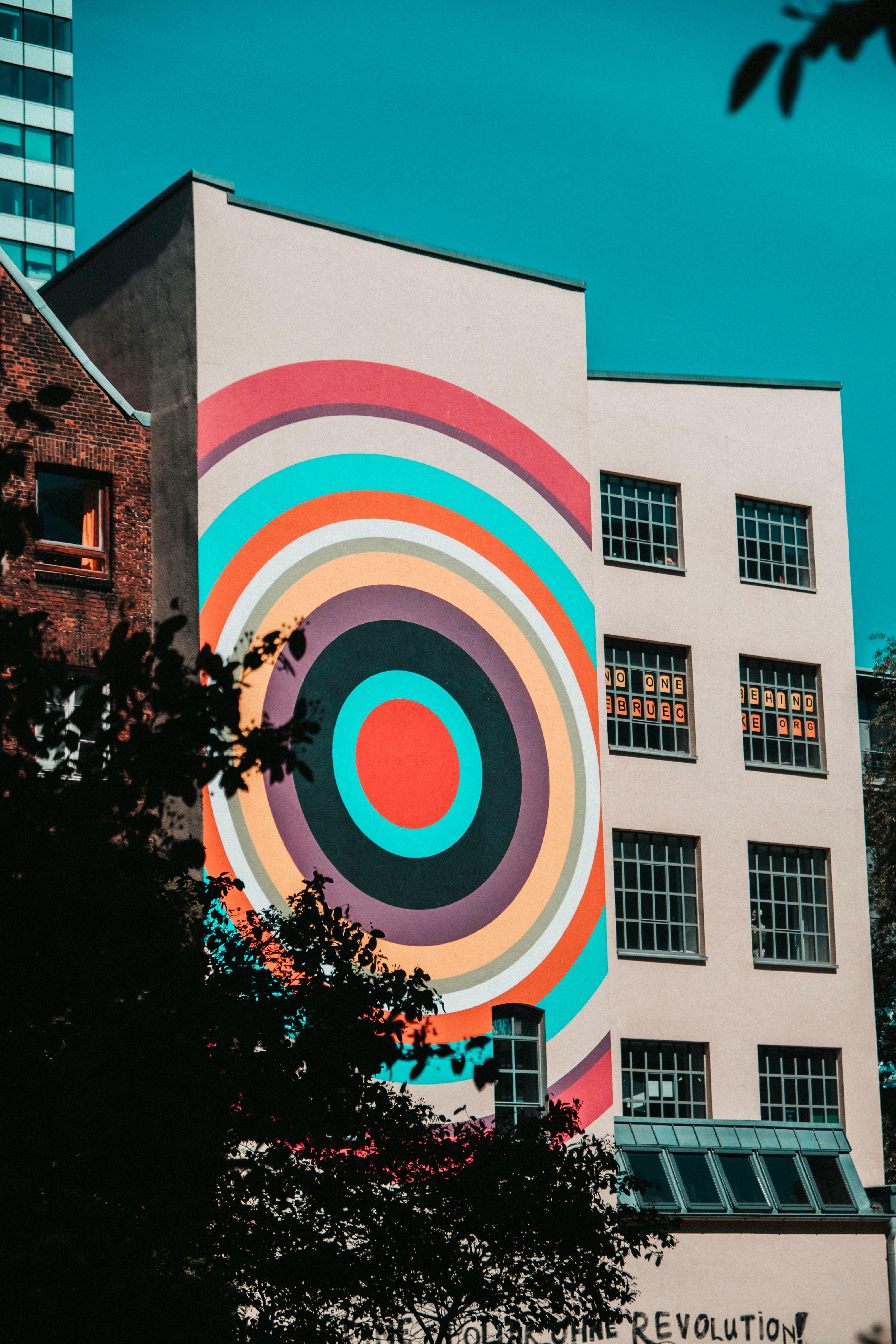 white pink and blue round concrete building